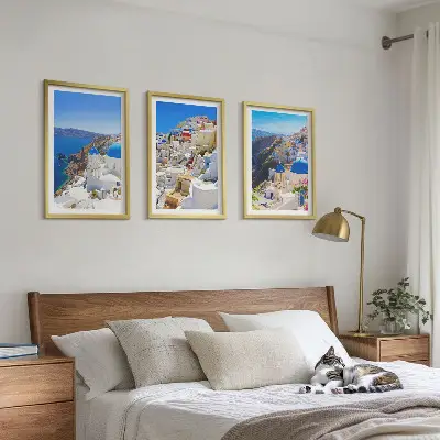 Set di quadri incorniciati con stampa architettura del paesaggio di Oia a Santorini