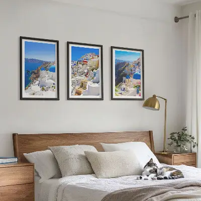 Set di quadri incorniciati con stampa architettura del paesaggio di Oia a Santorini