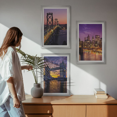 Set di quadri incorniciati Ponti, sole, vista sulla città