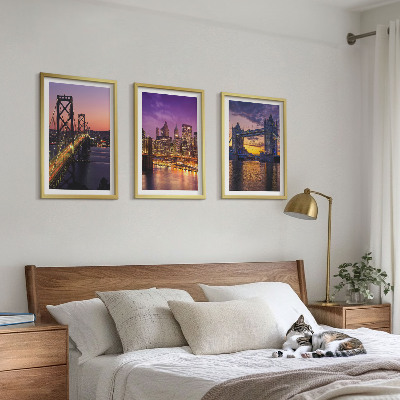 Set di quadri incorniciati Ponti, sole, vista sulla città