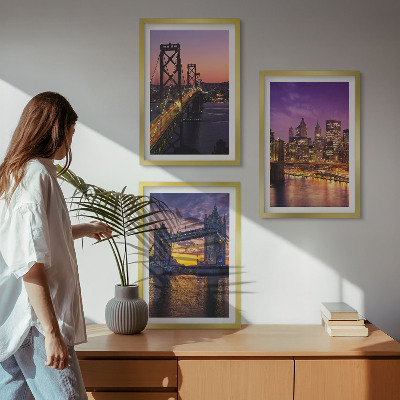 Set di quadri incorniciati Ponti, sole, vista sulla città