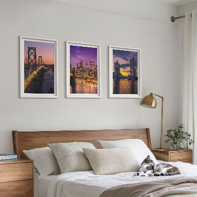 Set di quadri incorniciati Ponti, sole, vista sulla città