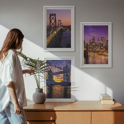 Set di quadri incorniciati Ponti, sole, vista sulla città