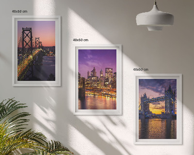 Set di quadri incorniciati Ponti, sole, vista sulla città