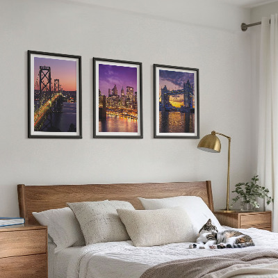 Set di quadri incorniciati Ponti, sole, vista sulla città