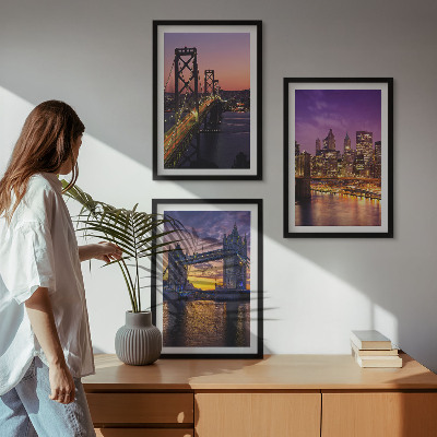 Set di quadri incorniciati Ponti, sole, vista sulla città