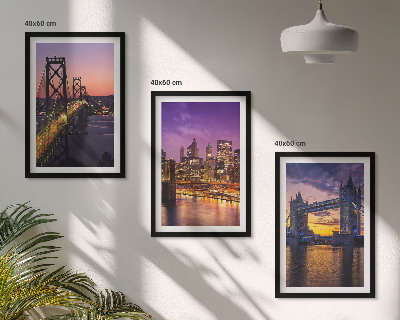 Set di quadri incorniciati Ponti, sole, vista sulla città