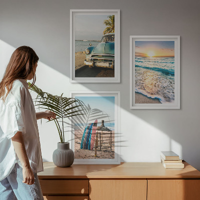 Composizione di quadri vacanza al tramonto a Miami