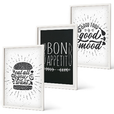 Set di quadri incorniciati Grafica cibo culinario slogan