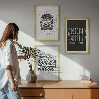 Set di quadri incorniciati Grafica cibo culinario slogan
