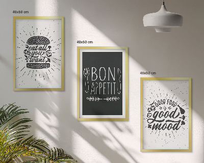 Set di quadri incorniciati Grafica cibo culinario slogan