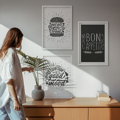 Set di quadri incorniciati Grafica cibo culinario slogan