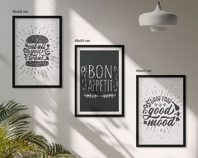Set di quadri incorniciati Grafica cibo culinario slogan