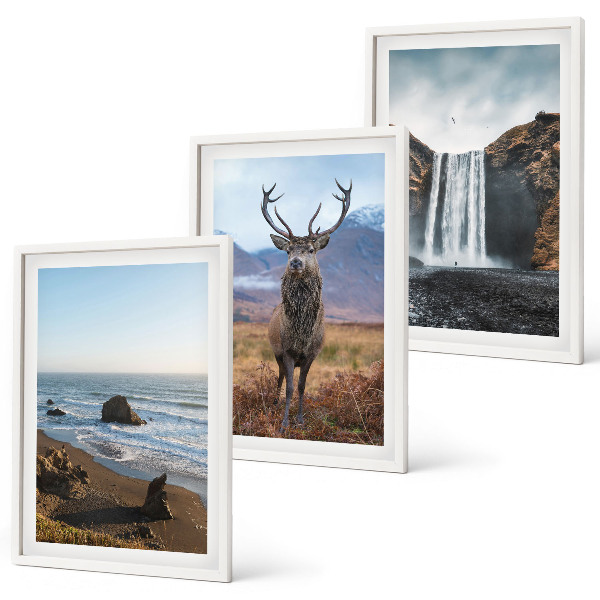 Set di 3 quadri Paesaggi montani con cascata