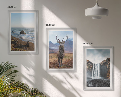 Set di 3 quadri Paesaggi montani con cascata