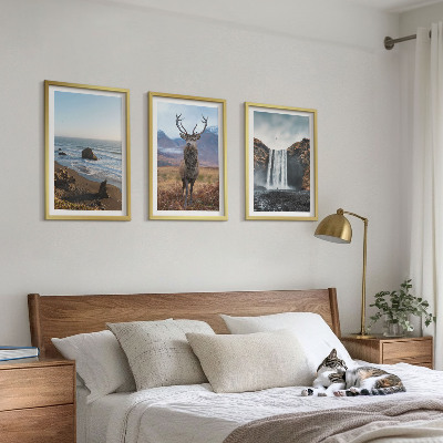 Set di 3 quadri Paesaggi montani con cascata