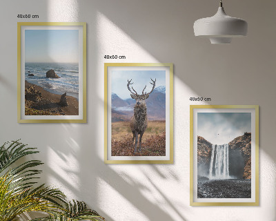 Set di 3 quadri Paesaggi montani con cascata