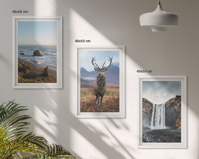 Set di 3 quadri Paesaggi montani con cascata