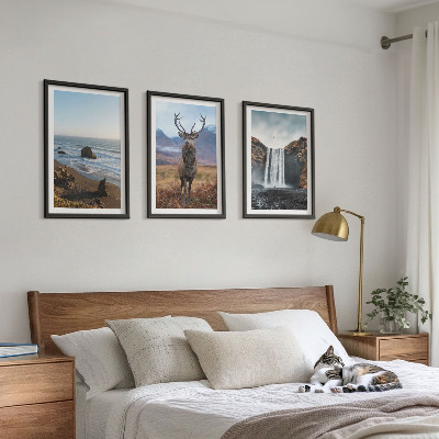 Set di 3 quadri Paesaggi montani con cascata