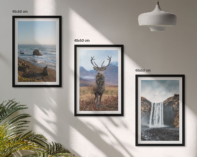 Set di 3 quadri Paesaggi montani con cascata