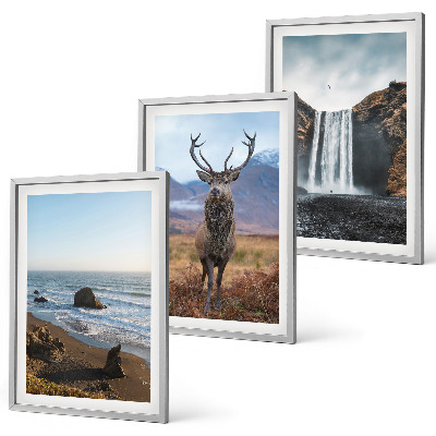 Set di 3 quadri Paesaggi montani con cascata
