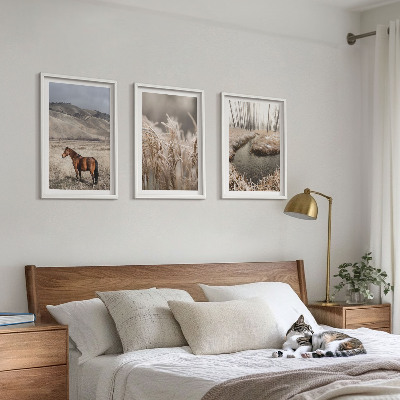 Set di quadri incorniciati Cavalli paesaggio erba ruscello