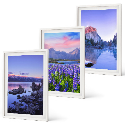 Set di 3 quadri Paesaggi montani con acqua e cielo