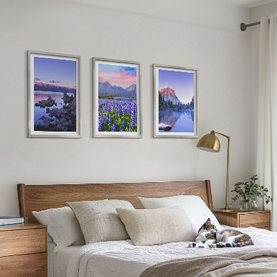 Set di 3 quadri Paesaggi montani con acqua e cielo