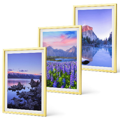 Set di 3 quadri Paesaggi montani con acqua e cielo