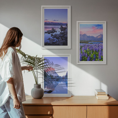Set di 3 quadri Paesaggi montani con acqua e cielo