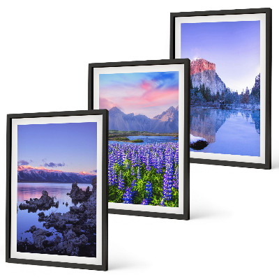 Set di 3 quadri Paesaggi montani con acqua e cielo