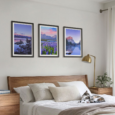 Set di 3 quadri Paesaggi montani con acqua e cielo