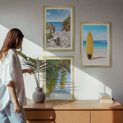 Composizione di quadri Spiagge in vacanza, onde, palme