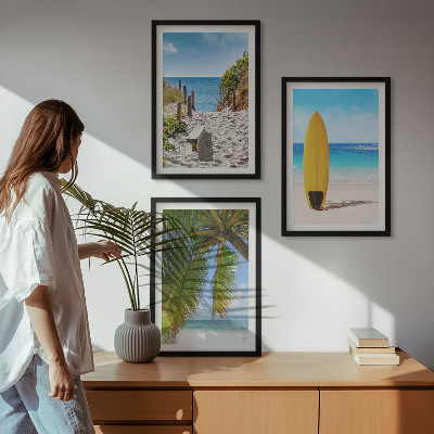Composizione di quadri Spiagge in vacanza, onde, palme