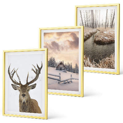Set di quadri incorniciati Paesaggio invernale, rifugio per cervi