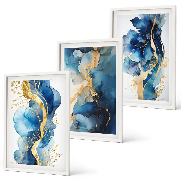 Set di quadri incorniciati Motivi astratti blu