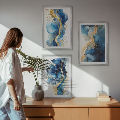 Set di quadri incorniciati Motivi astratti blu