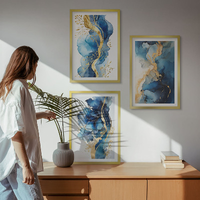 Set di quadri incorniciati Motivi astratti blu