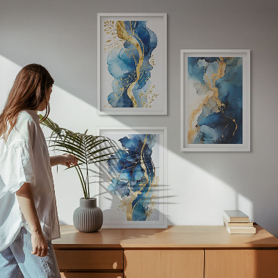 Set di quadri incorniciati Motivi astratti blu