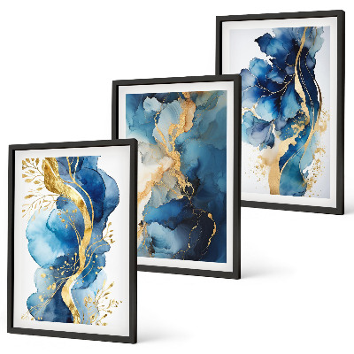 Set di quadri incorniciati Motivi astratti blu