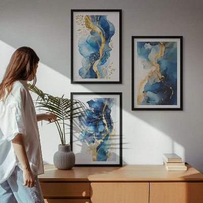 Set di quadri incorniciati Motivi astratti blu