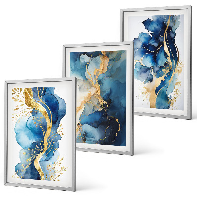 Set di quadri incorniciati Motivi astratti blu