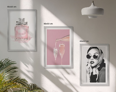 Set di 3 quadri Eleganti accessori rosa