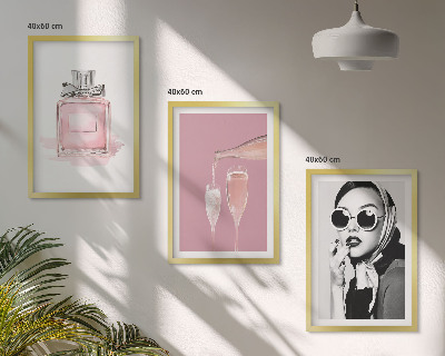 Set di 3 quadri Eleganti accessori rosa