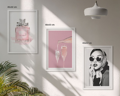 Set di 3 quadri Eleganti accessori rosa