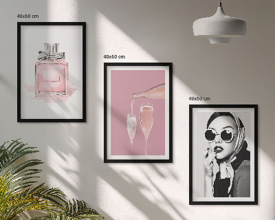 Set di 3 quadri Eleganti accessori rosa