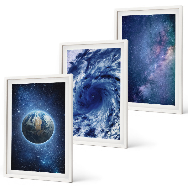 Set di quadri incorniciati Tempesta spaziale terrestre Galassia