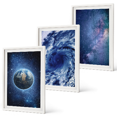 Set di quadri incorniciati Tempesta spaziale terrestre Galassia