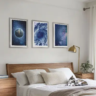 Set di quadri incorniciati con motivo galassia tempesta spaziale terrestre