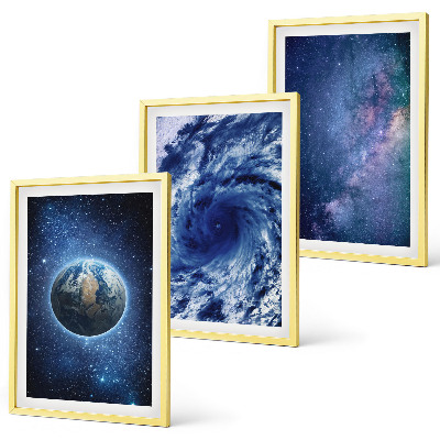 Set di quadri incorniciati Tempesta spaziale terrestre Galassia